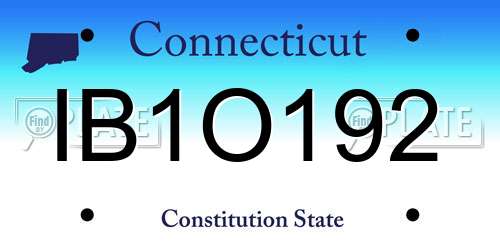 IB1O192 Connecticut License Plate