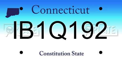 IB1Q192 Connecticut License Plate