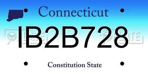 IB2B728 Connecticut License Plate