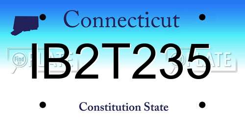 IB2T235 Connecticut License Plate