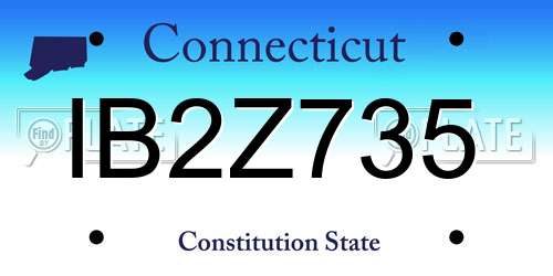 IB2Z735 Connecticut License Plate