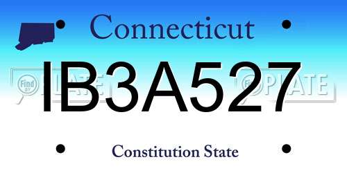 IB3A527 Connecticut License Plate