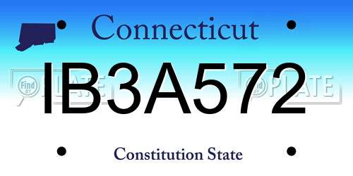 IB3A572 Connecticut License Plate