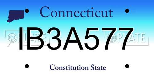 IB3A577 Connecticut License Plate