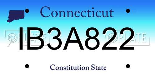 IB3A822 Connecticut License Plate