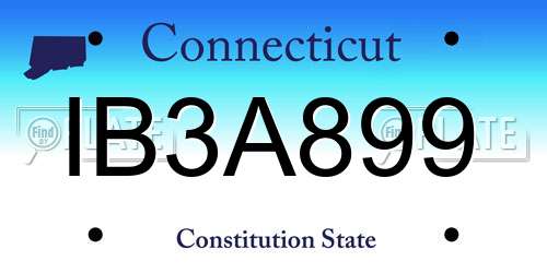 IB3A899 Connecticut License Plate