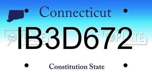 IB3D672 Connecticut License Plate