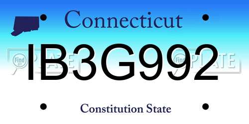 IB3G992 Connecticut License Plate
