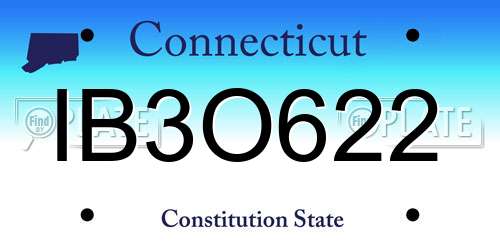 IB3O622 Connecticut License Plate