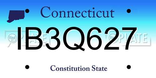 IB3Q627 Connecticut License Plate