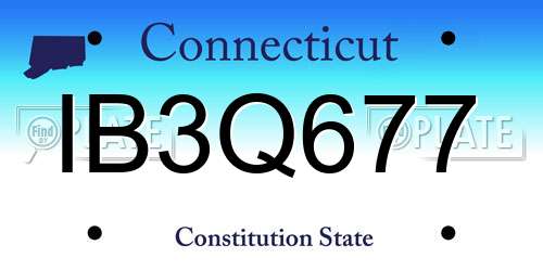IB3Q677 Connecticut License Plate