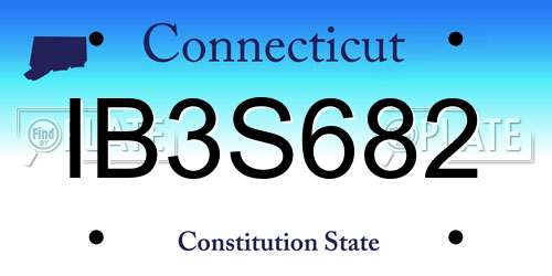 IB3S682 Connecticut License Plate