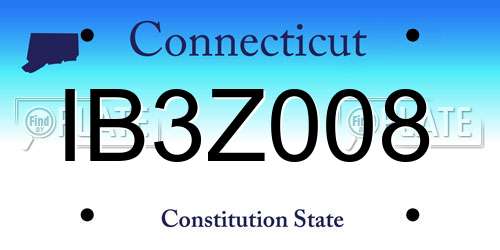 IB3Z008 Connecticut License Plate