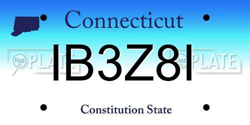 IB3Z8I Connecticut License Plate