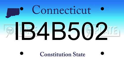 IB4B502 Connecticut License Plate