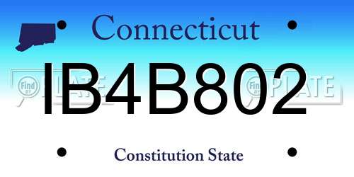 IB4B802 Connecticut License Plate