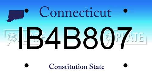 IB4B807 Connecticut License Plate