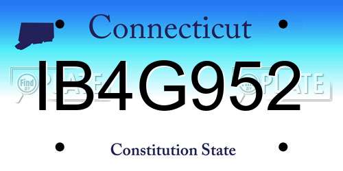 IB4G952 Connecticut License Plate