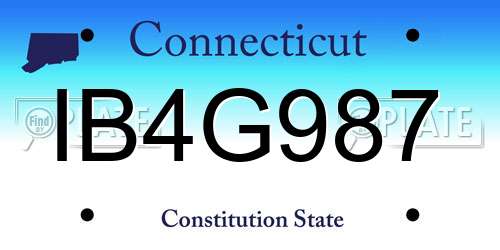 IB4G987 Connecticut License Plate