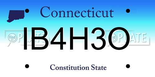 IB4H3O Connecticut License Plate