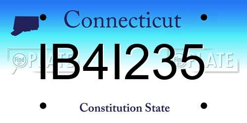 IB4I235 Connecticut License Plate