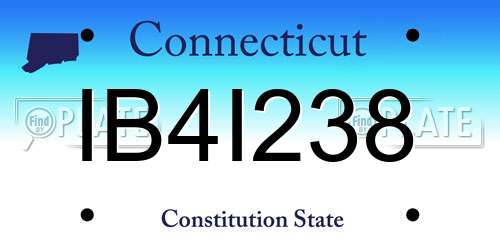 IB4I238 Connecticut License Plate