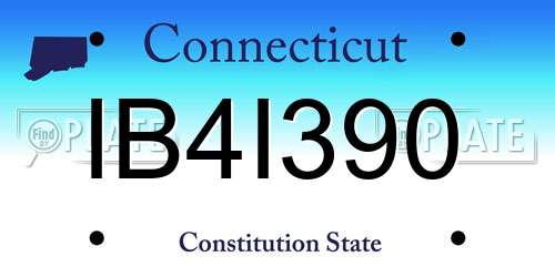 IB4I390 Connecticut License Plate