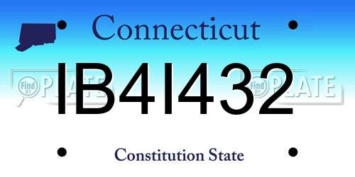 IB4I432 Connecticut License Plate