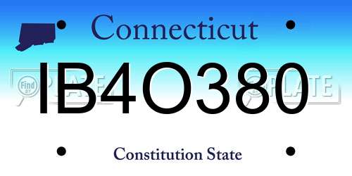 IB4O380 Connecticut License Plate