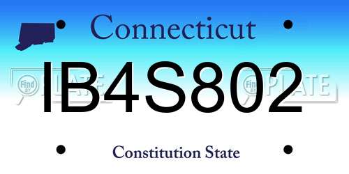 IB4S802 Connecticut License Plate