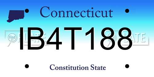 IB4T188 Connecticut License Plate