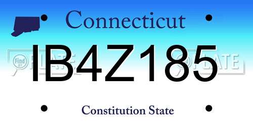 IB4Z185 Connecticut License Plate