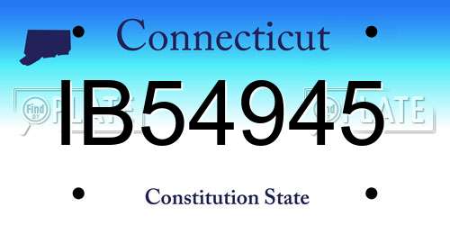 IB54945 Connecticut License Plate