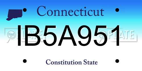 IB5A951 Connecticut License Plate