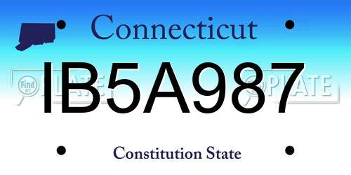 IB5A987 Connecticut License Plate
