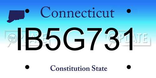 IB5G731 Connecticut License Plate