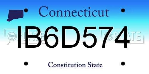 IB6D574 Connecticut License Plate