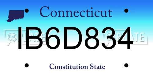 IB6D834 Connecticut License Plate