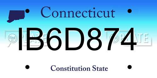 IB6D874 Connecticut License Plate