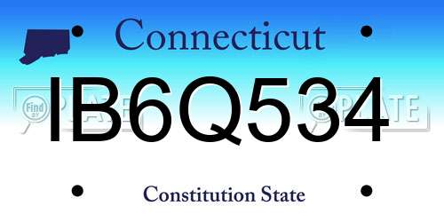 IB6Q534 Connecticut License Plate