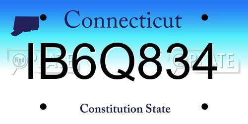 IB6Q834 Connecticut License Plate