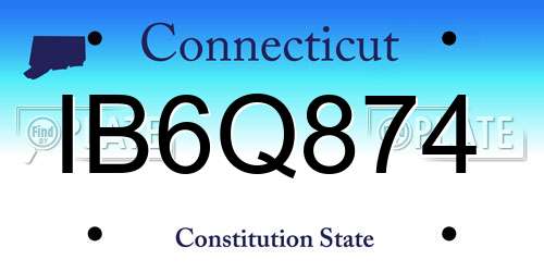 IB6Q874 Connecticut License Plate