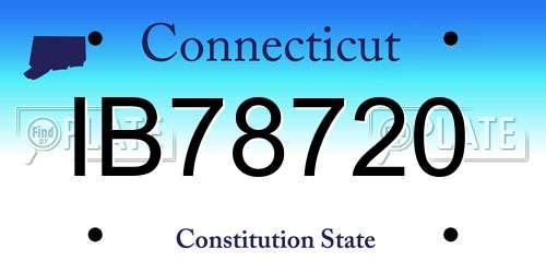 IB78720 Connecticut License Plate