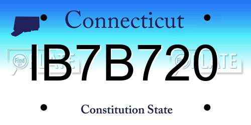 IB7B720 Connecticut License Plate