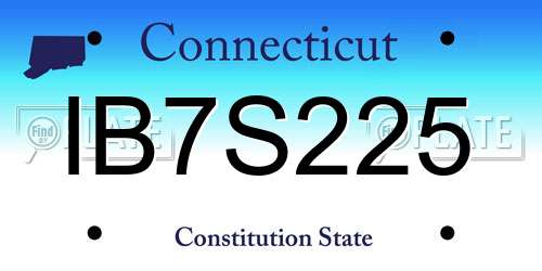 IB7S225 Connecticut License Plate