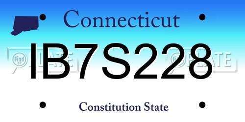 IB7S228 Connecticut License Plate