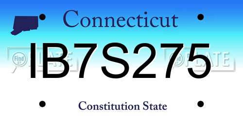 IB7S275 Connecticut License Plate