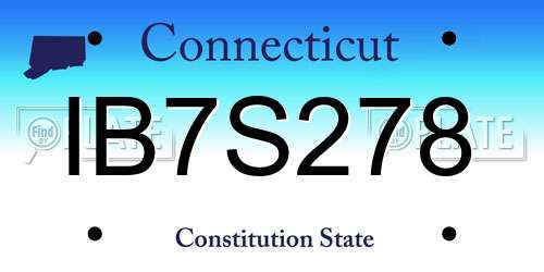 IB7S278 Connecticut License Plate
