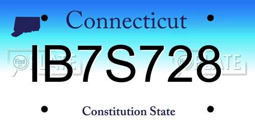 IB7S728 Connecticut License Plate