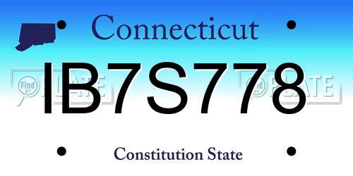 IB7S778 Connecticut License Plate